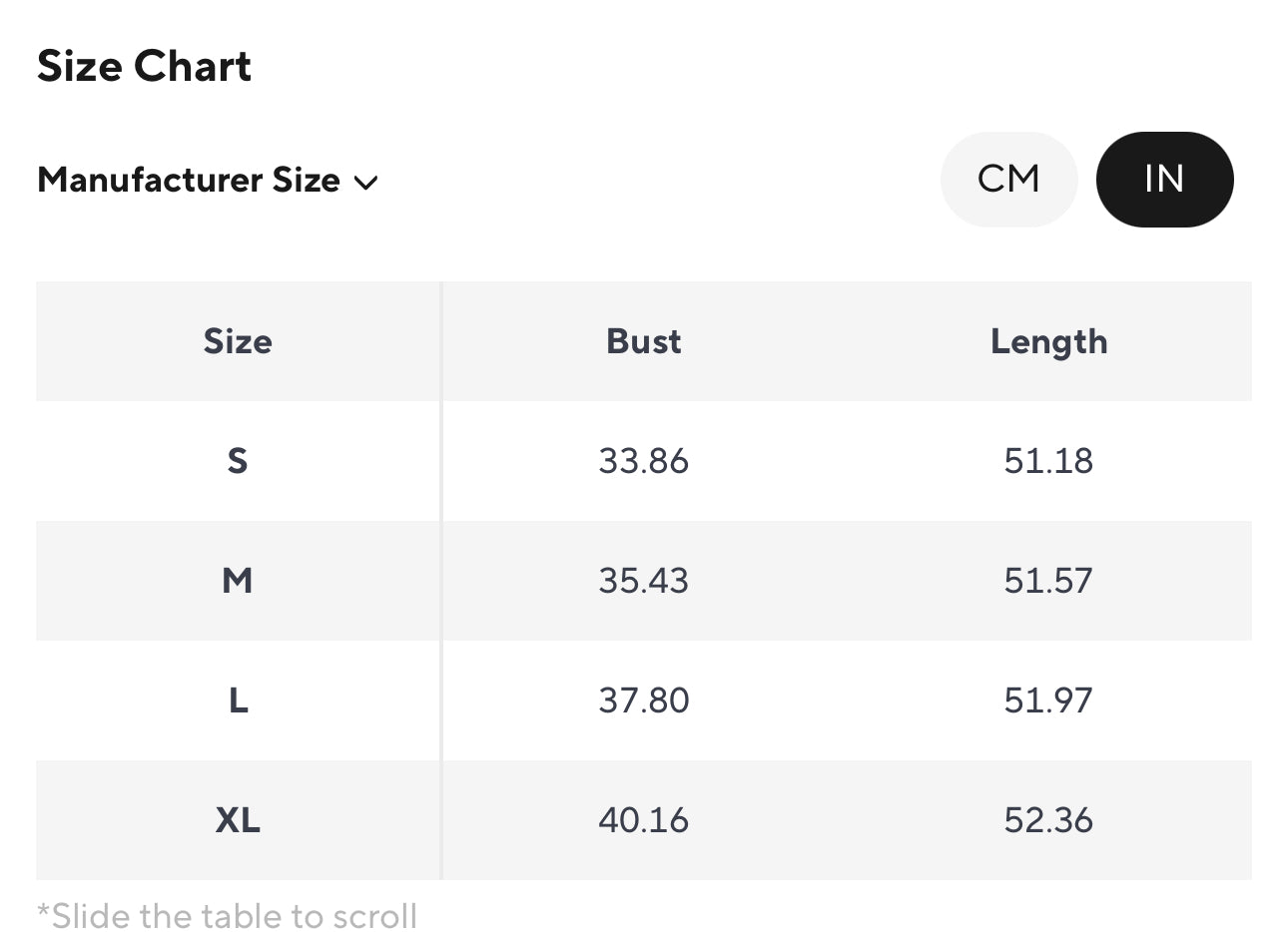 Size chart and measurement guide for Gold Pleated Halter Maxi Dress showing bust, waist, hip and length measurements for all available sizes