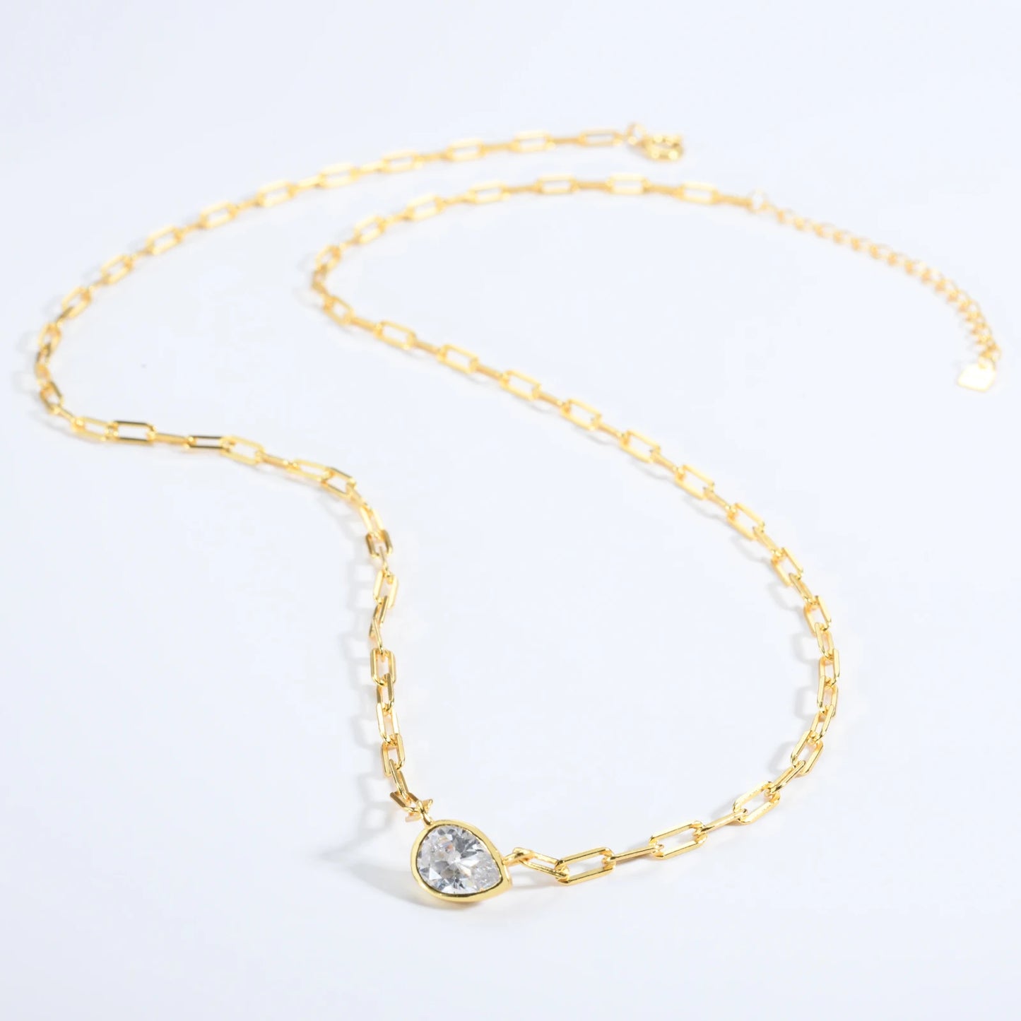 Sideway Teardrop Paperclip Chain Necklace