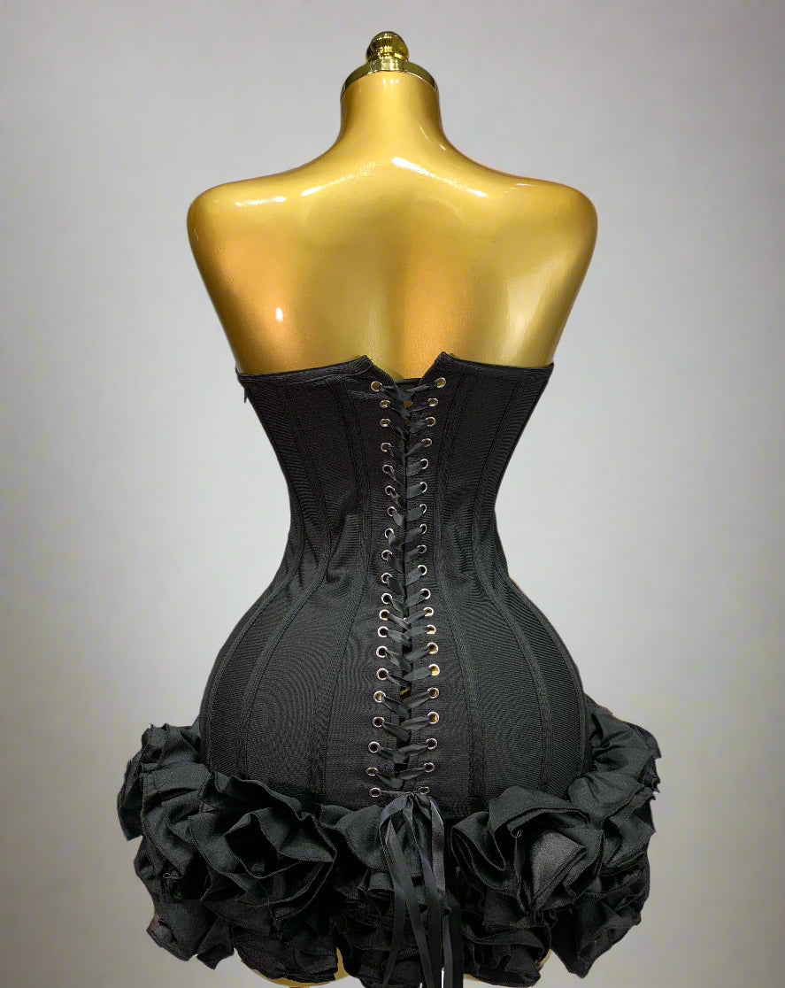 Womens Strapless Flower Embellished Mini Dress