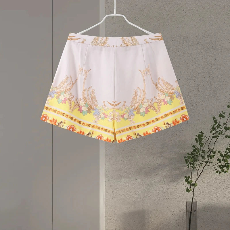 Womens Casual Floral Print Shorts Sets
