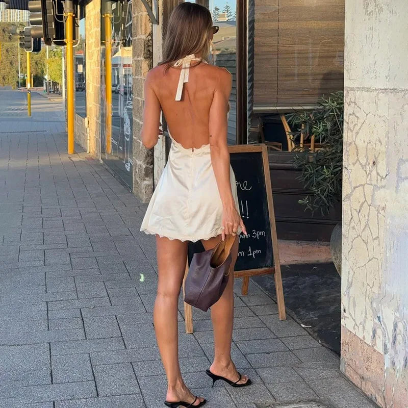 Lace Halter Mini Dress