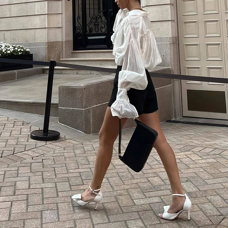 Women's Oversized Long Sleeve Ruffled Blouse