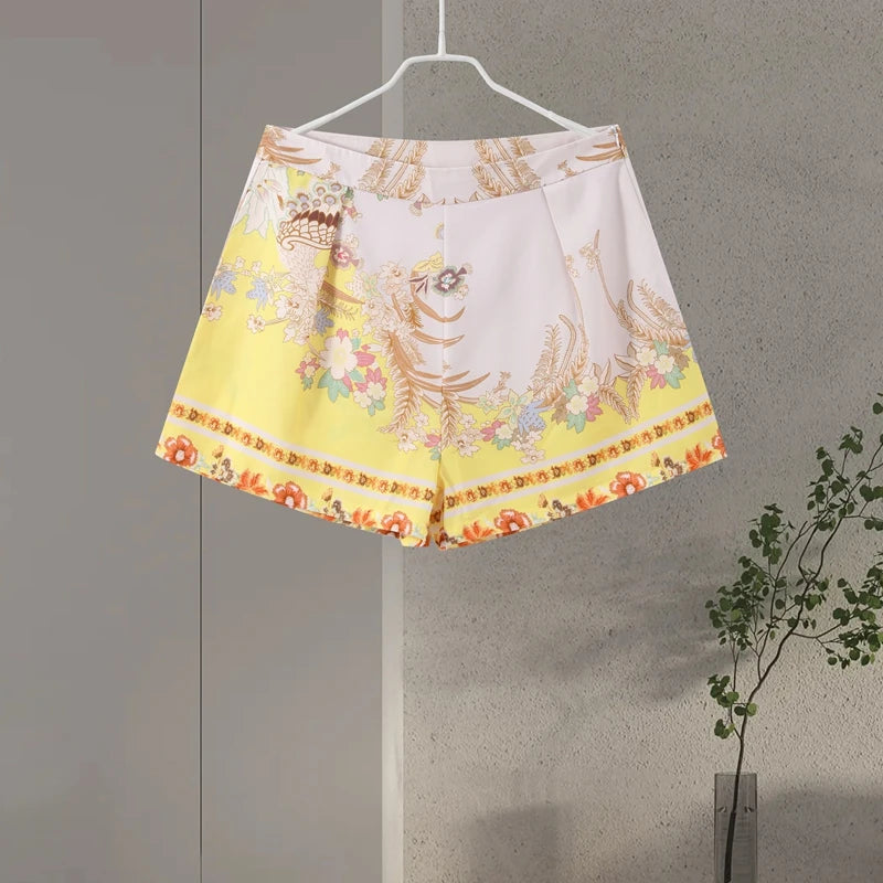 Womens Casual Floral Print Shorts Sets