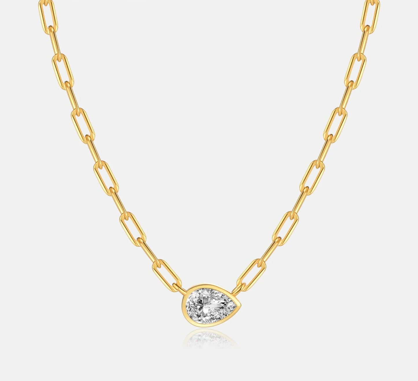 Sideway Teardrop Paperclip Chain Necklace