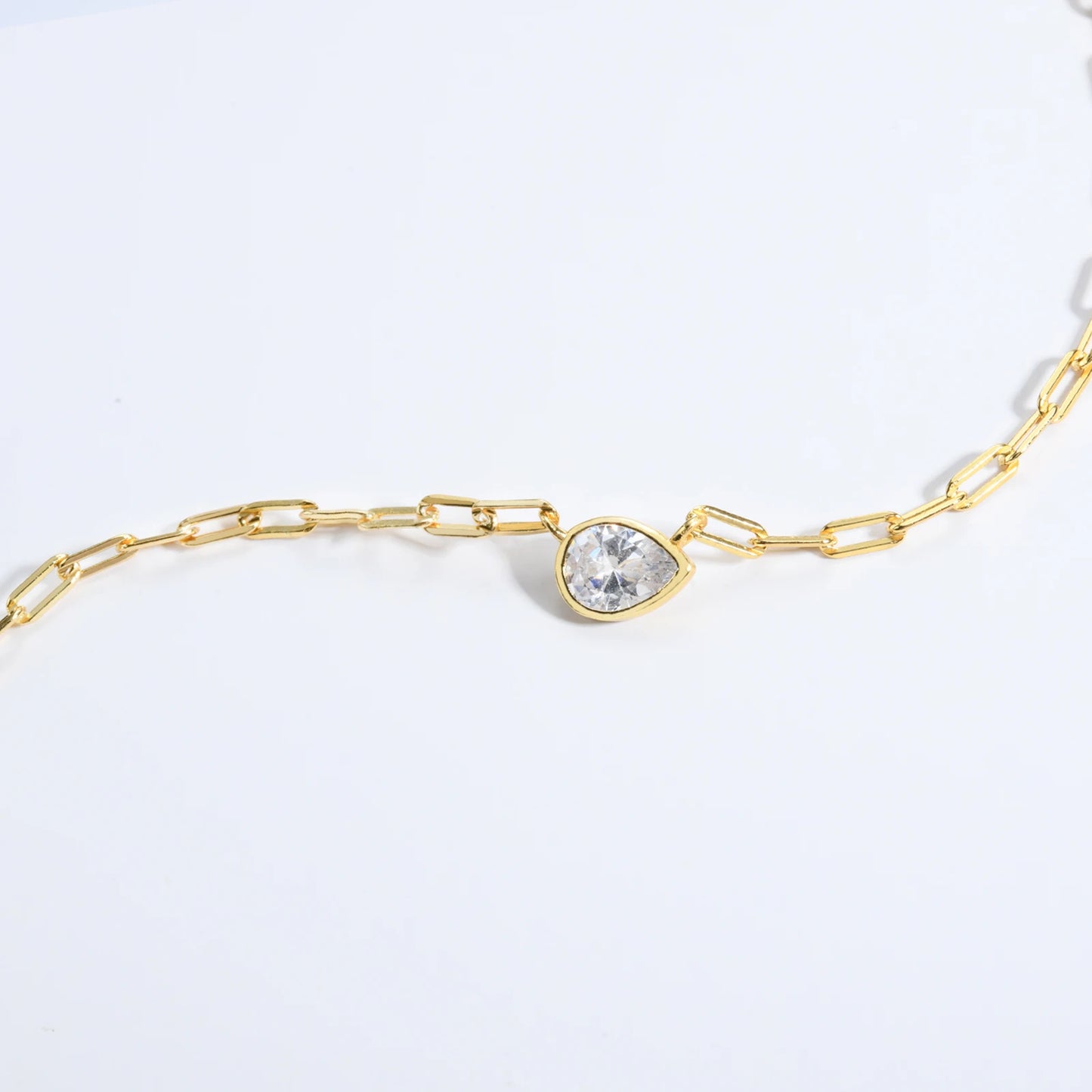 Sideway Teardrop Paperclip Chain Necklace