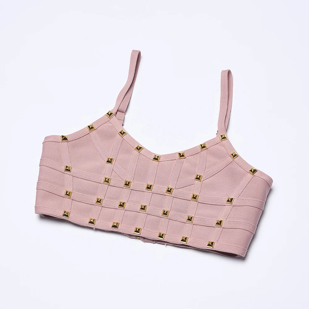 Chic Pink Bandage Two-Piece Skirt Set