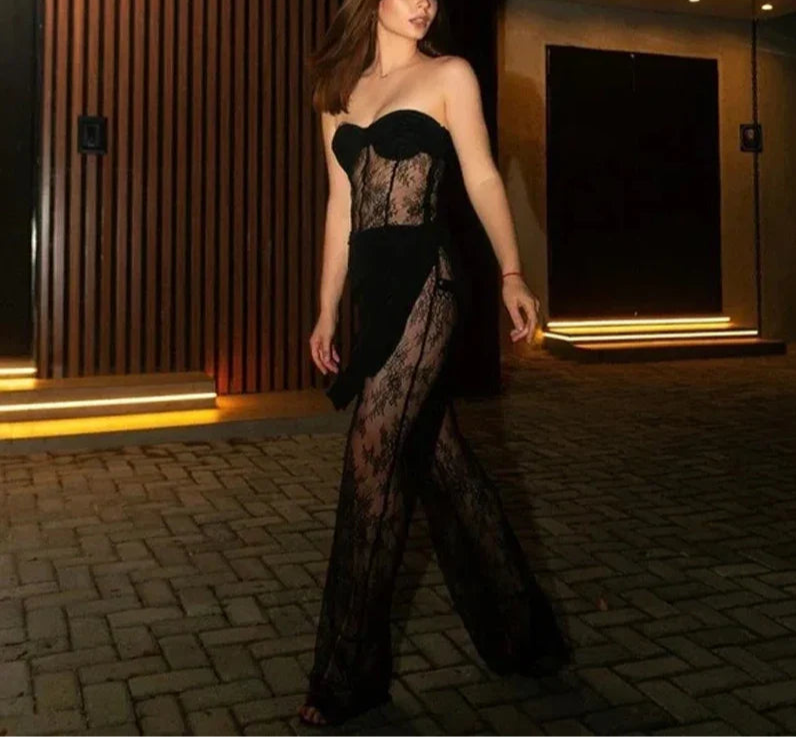 Women's Lace Strapless Jumpsuit