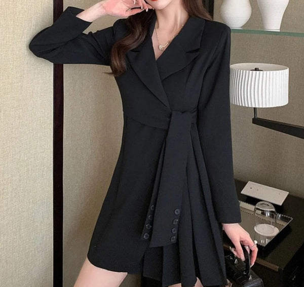 Pleated Skirt Blazer Dress