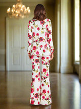 Floral Printed Three-Piece Blazer, Bra & Pant Set