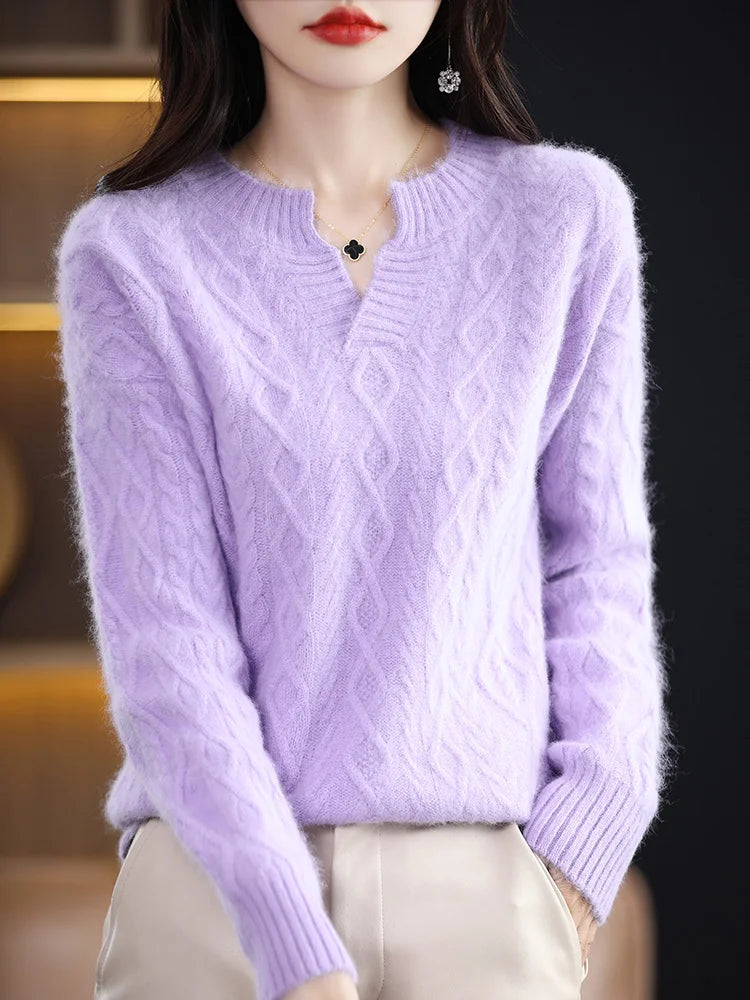 100% Pure Cashmere Women's  V-Neck Sweater