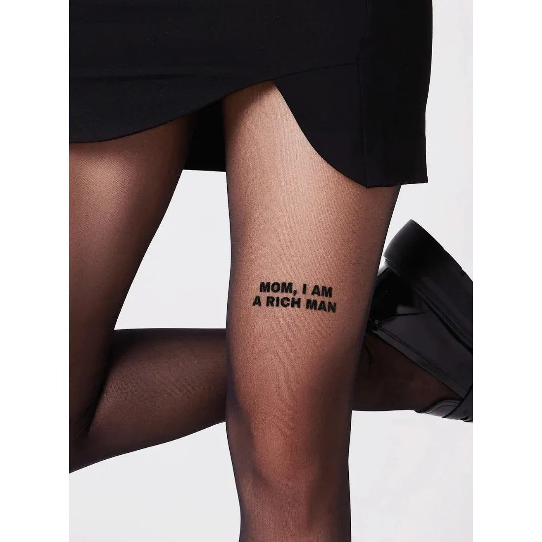 "Mom I Am Rich Man" Printed Pantyhose Ultra-thin Sexy Tights