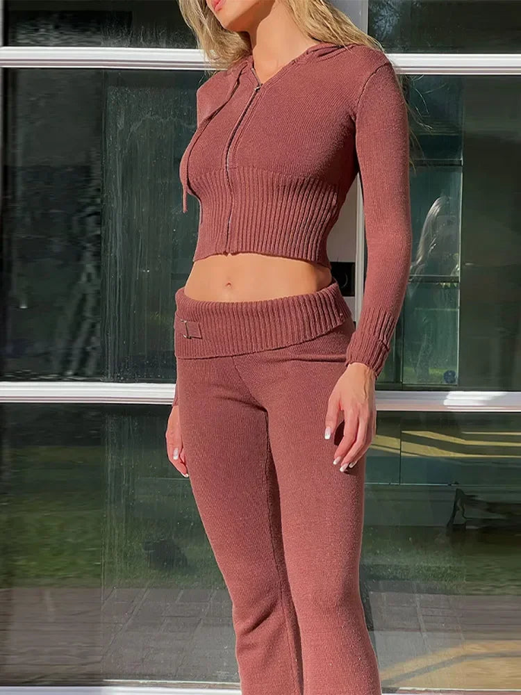 Spring Two-Piece Knit Sweat Suit