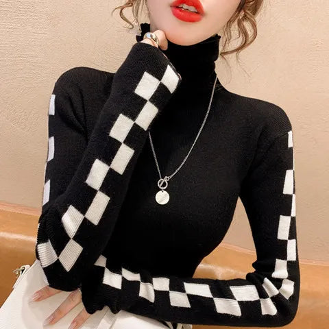 Checkers Turtle Neck Sweater