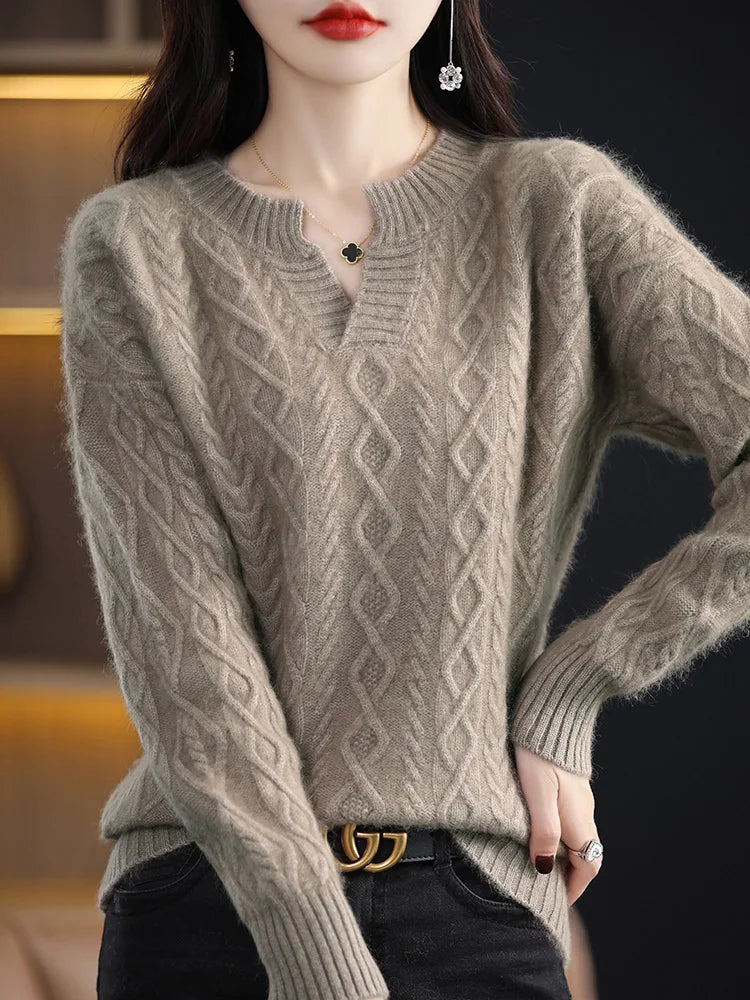 100% Pure Cashmere Women's  V-Neck Sweater