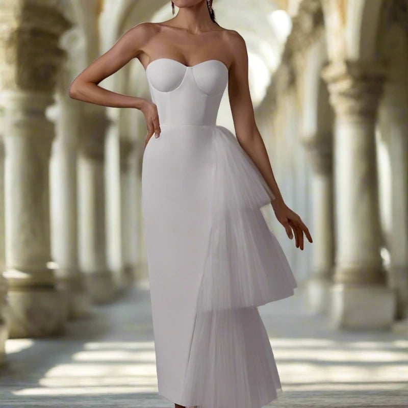 Strapless Midi Dress with a Side of Tulle