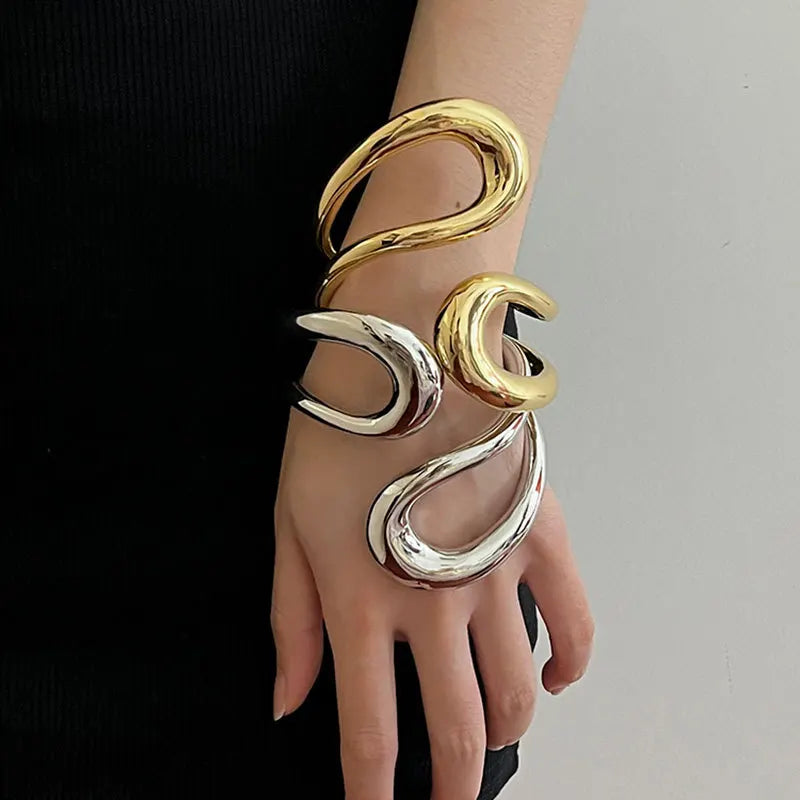 Metal Sculptural Hollow Bracelet