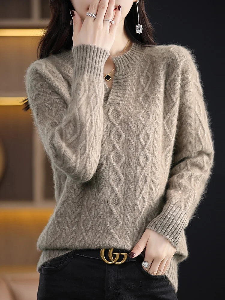 100% Pure Cashmere Women's  V-Neck Sweater