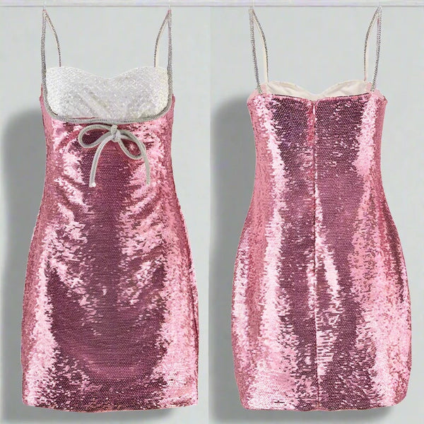 Pink Sequin Mini Dress