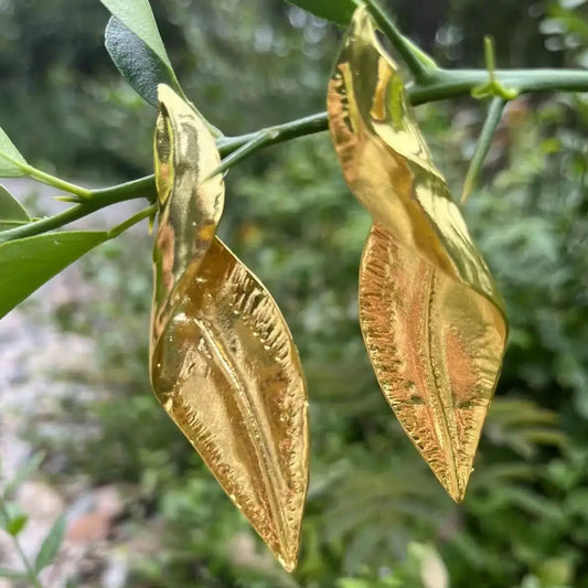 Twisted Zinc Alloy Leaf Earrings