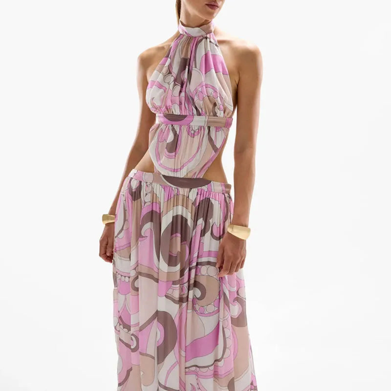 Halter Neck Cutout Maxi Dress