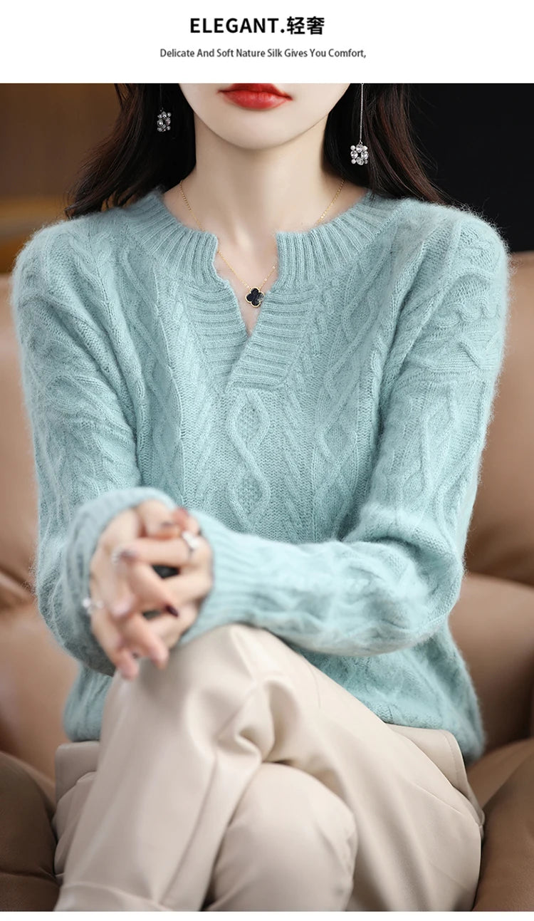 100% Pure Cashmere Women's  V-Neck Sweater