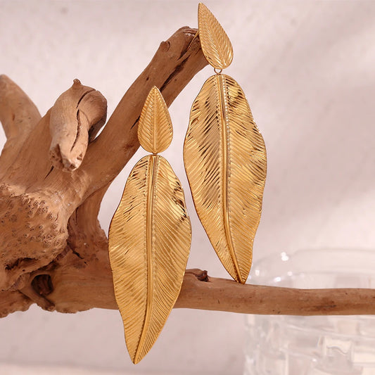 Gold Drop Leaf Earring