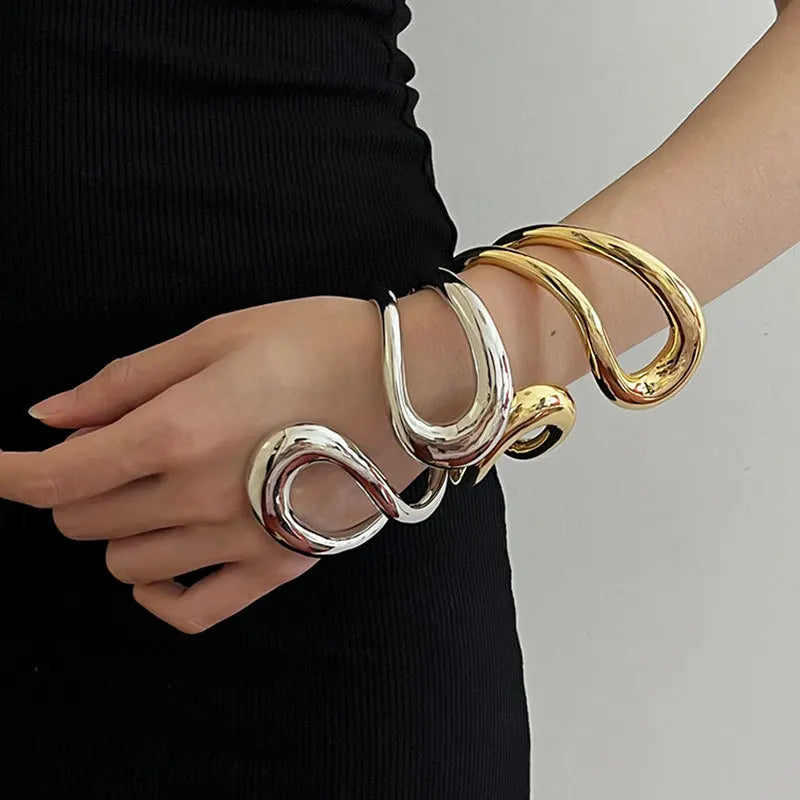 Metal Sculptural Hollow Bracelet