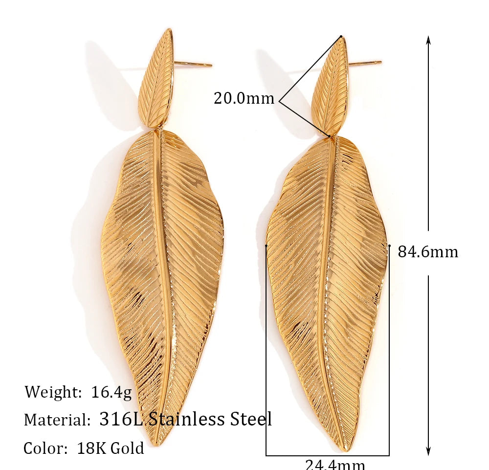 Gold Drop Leaf Earring