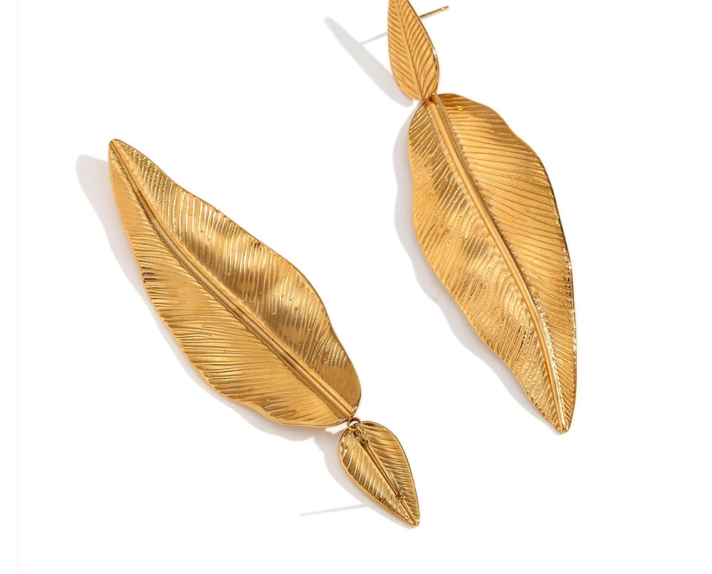 Gold Drop Leaf Earring