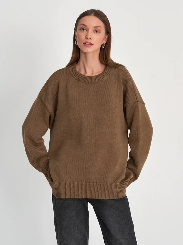 Women's Round Neck Oversized Knit Sweaters