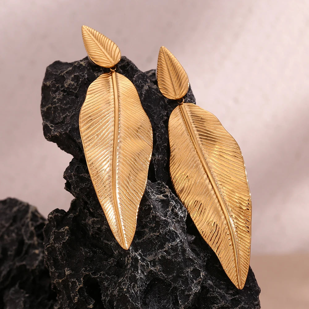 Gold Drop Leaf Earring