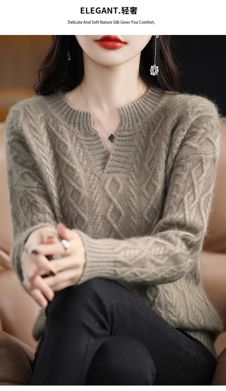 100% Pure Cashmere Women's  V-Neck Sweater