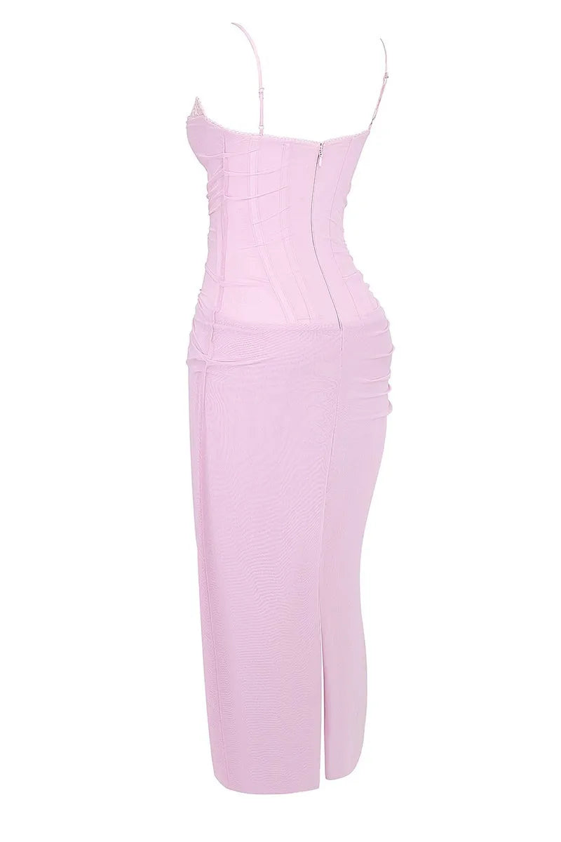 Elegant Mesh Bustier Maxi Dress