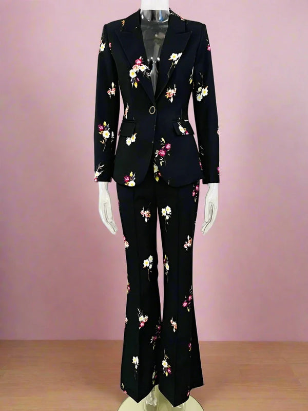 Floral Printed, Two Piece Pant Suit