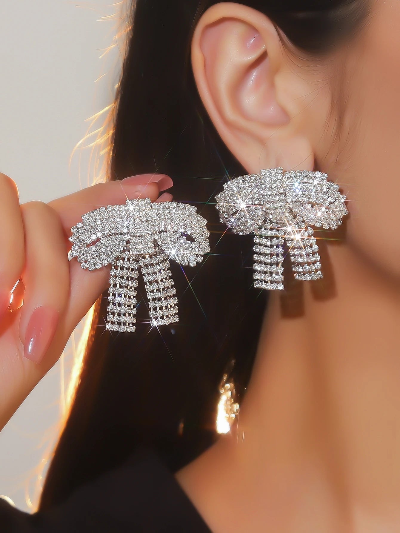 Big Bow Rhinestone earrings