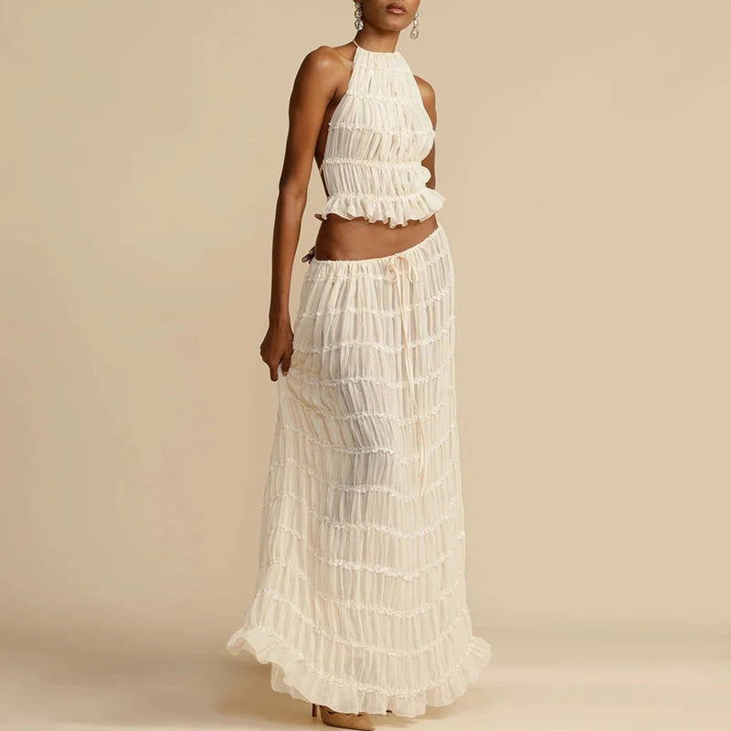 Women's Two-Piece Skirt And Halter Top