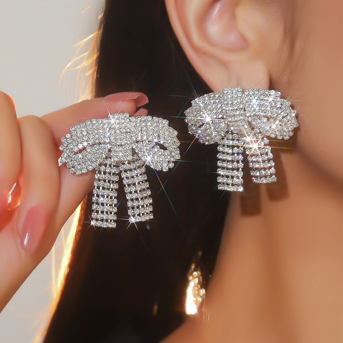 Big Bow Rhinestone earrings