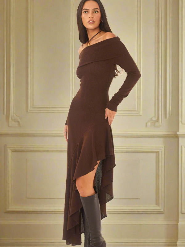 Women's Off-The-Shoulder Long-Sleeved Dress